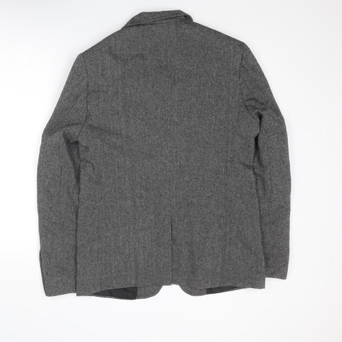 Brave Soul Mens Grey Polyester Jacket Blazer Size 38 Regular