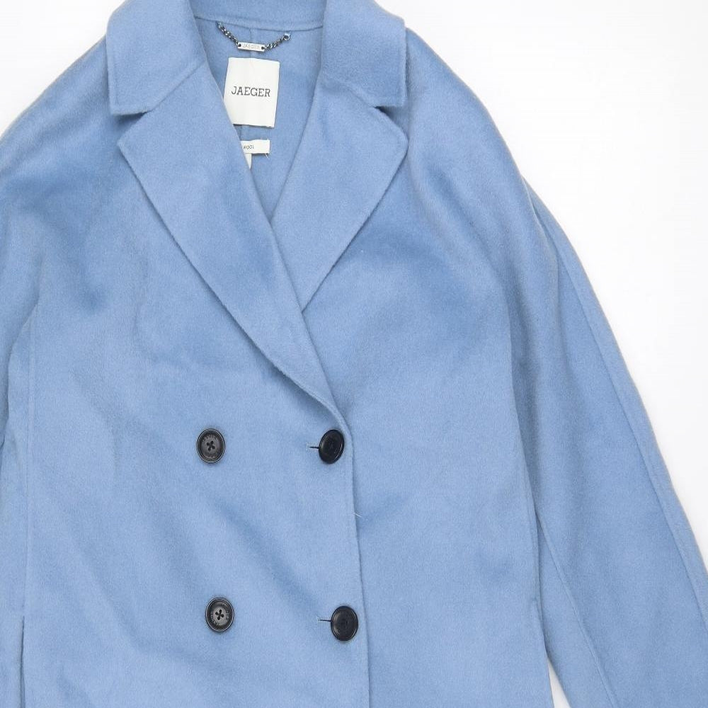 Jaeger Womens Blue Overcoat Coat Size 12 Button