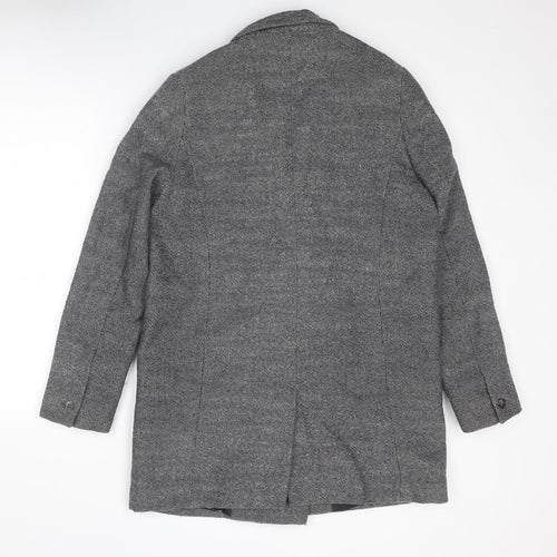 French Connection Womens Blue Overcoat Coat Size 12 Button