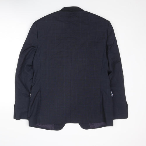 Marks and Spencer Mens Blue Check Wool Jacket Suit Jacket Size 40 Regular