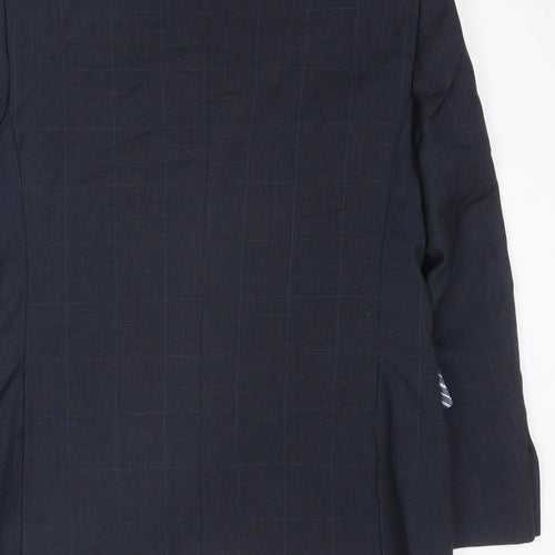 Marks and Spencer Mens Blue Check Wool Jacket Suit Jacket Size 40 Regular