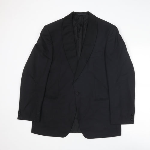St Michael Mens Black Wool Tuxedo Suit Jacket Size 40 Regular