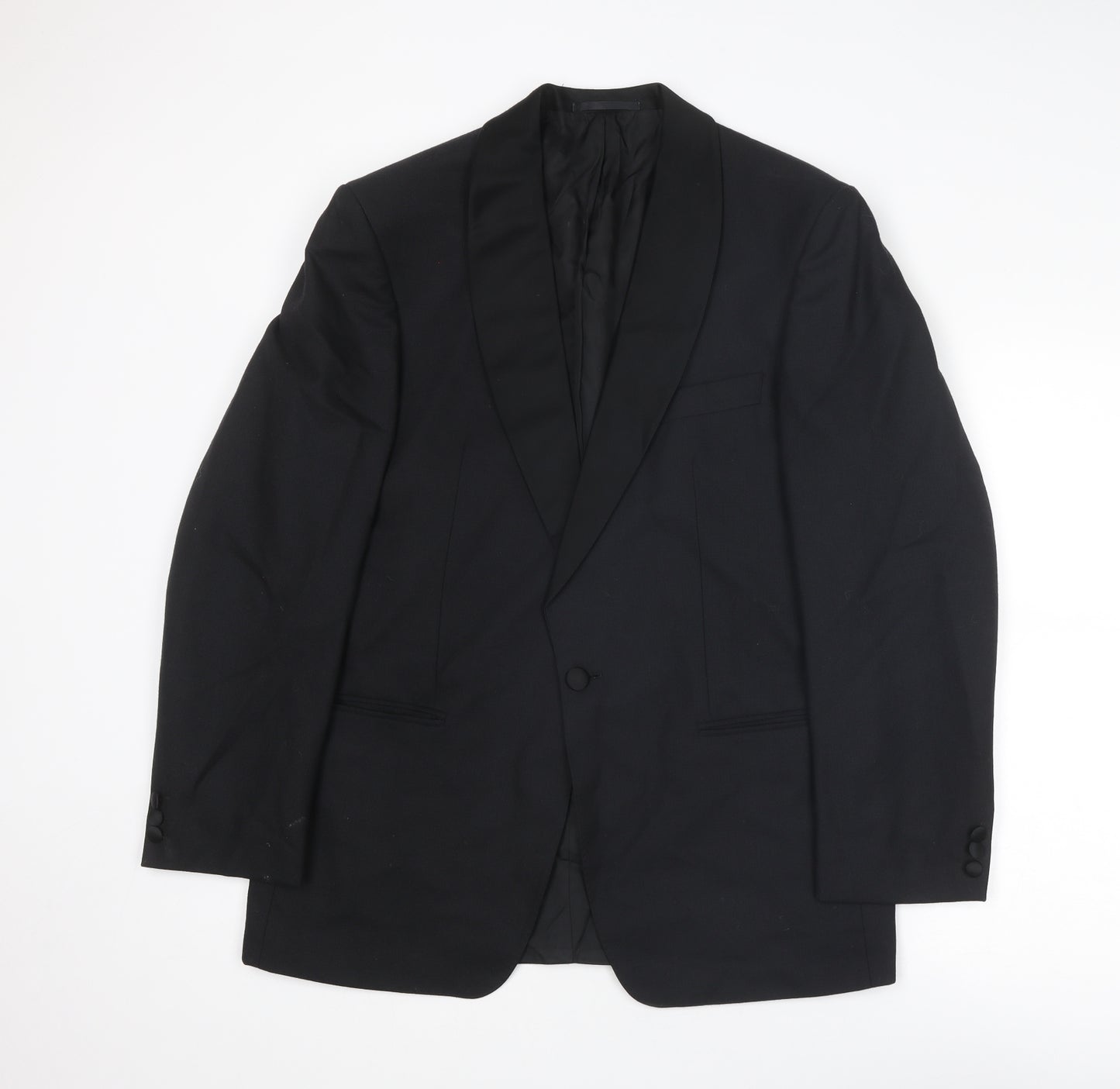 St Michael Mens Black Wool Tuxedo Suit Jacket Size 40 Regular