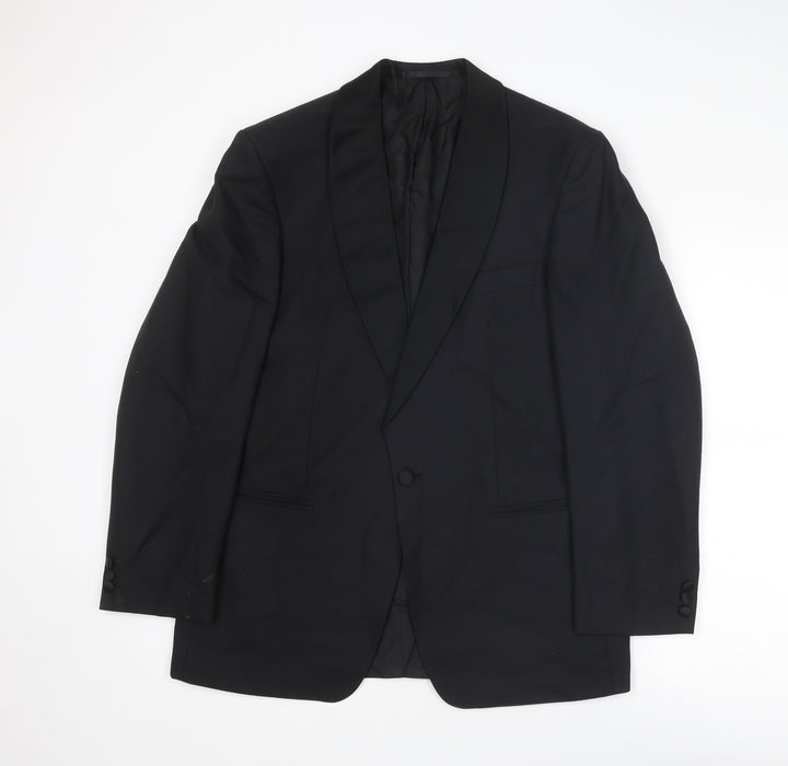 St Michael Mens Black Wool Tuxedo Suit Jacket Size 40 Regular