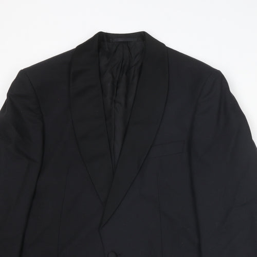 St Michael Mens Black Wool Tuxedo Suit Jacket Size 40 Regular