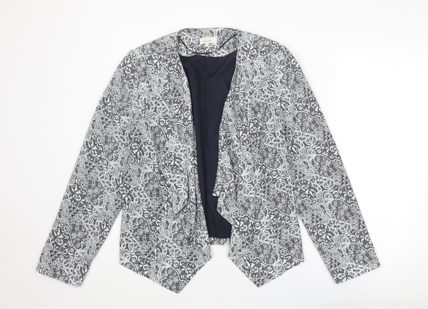 Linea Womens White Floral Jacket Blazer Size 16