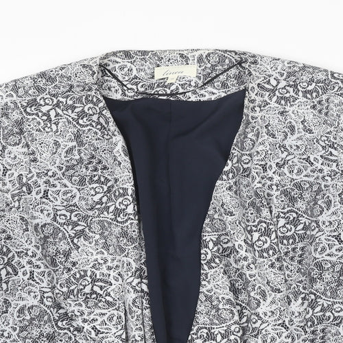 Linea Womens White Floral Jacket Blazer Size 16