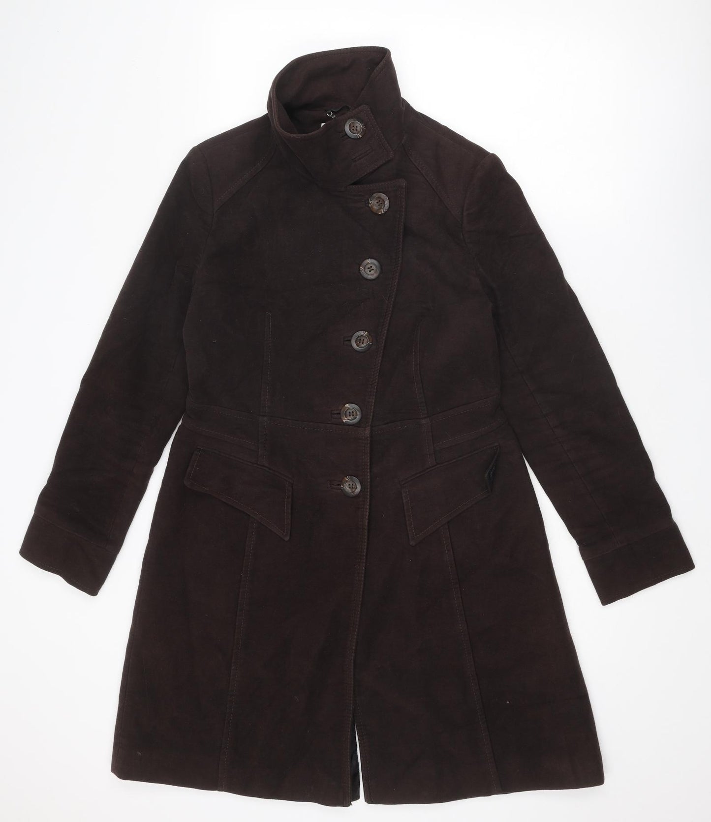 NEXT Womens Brown Overcoat Coat Size 12 Button