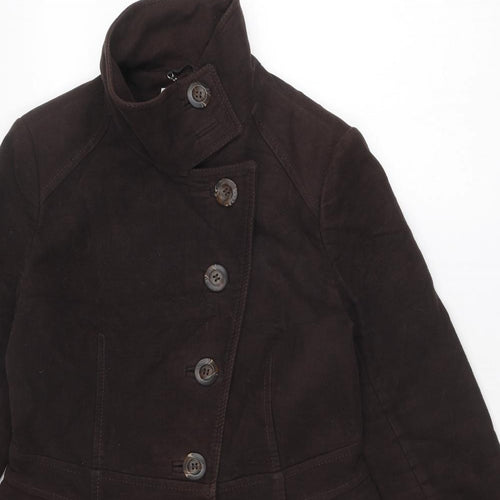 NEXT Womens Brown Overcoat Coat Size 12 Button