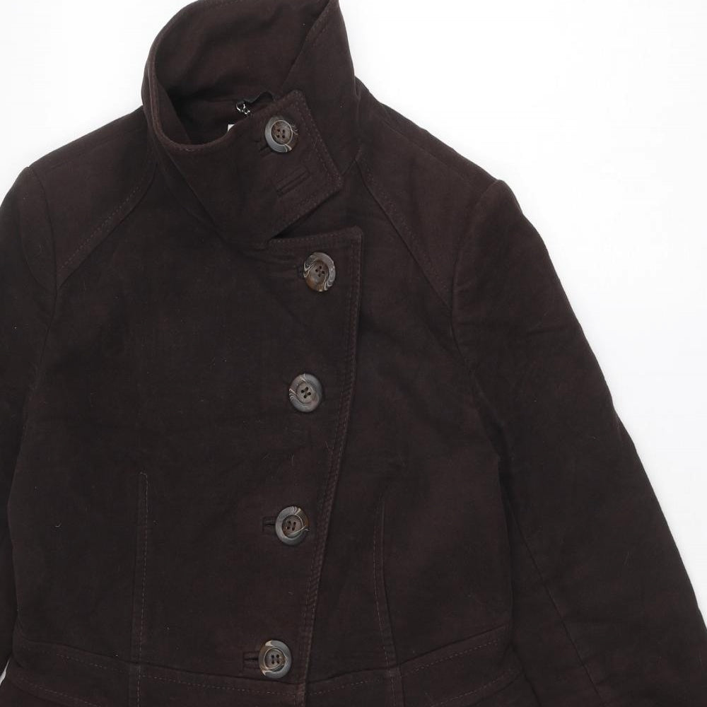 NEXT Womens Brown Overcoat Coat Size 12 Button