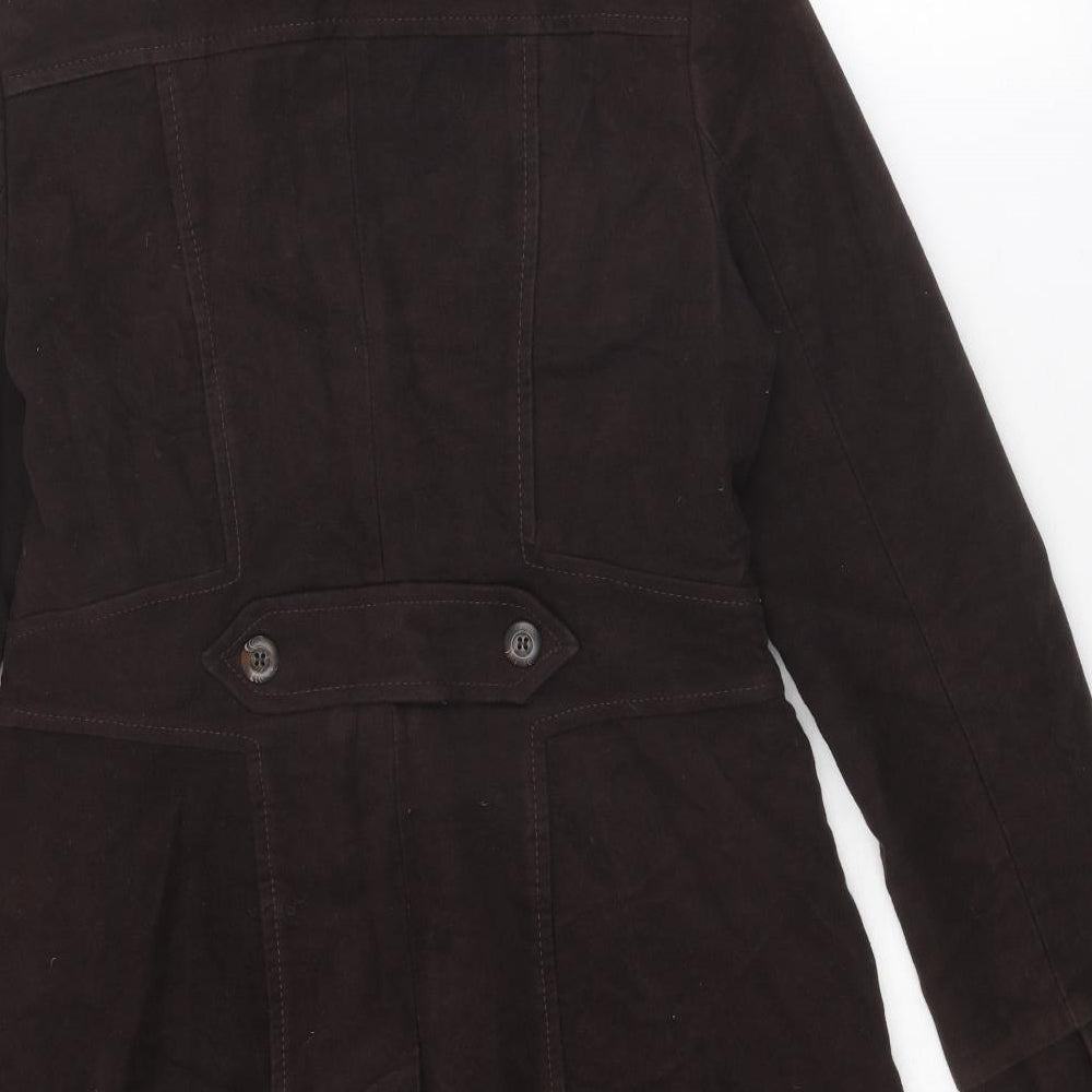 NEXT Womens Brown Overcoat Coat Size 12 Button