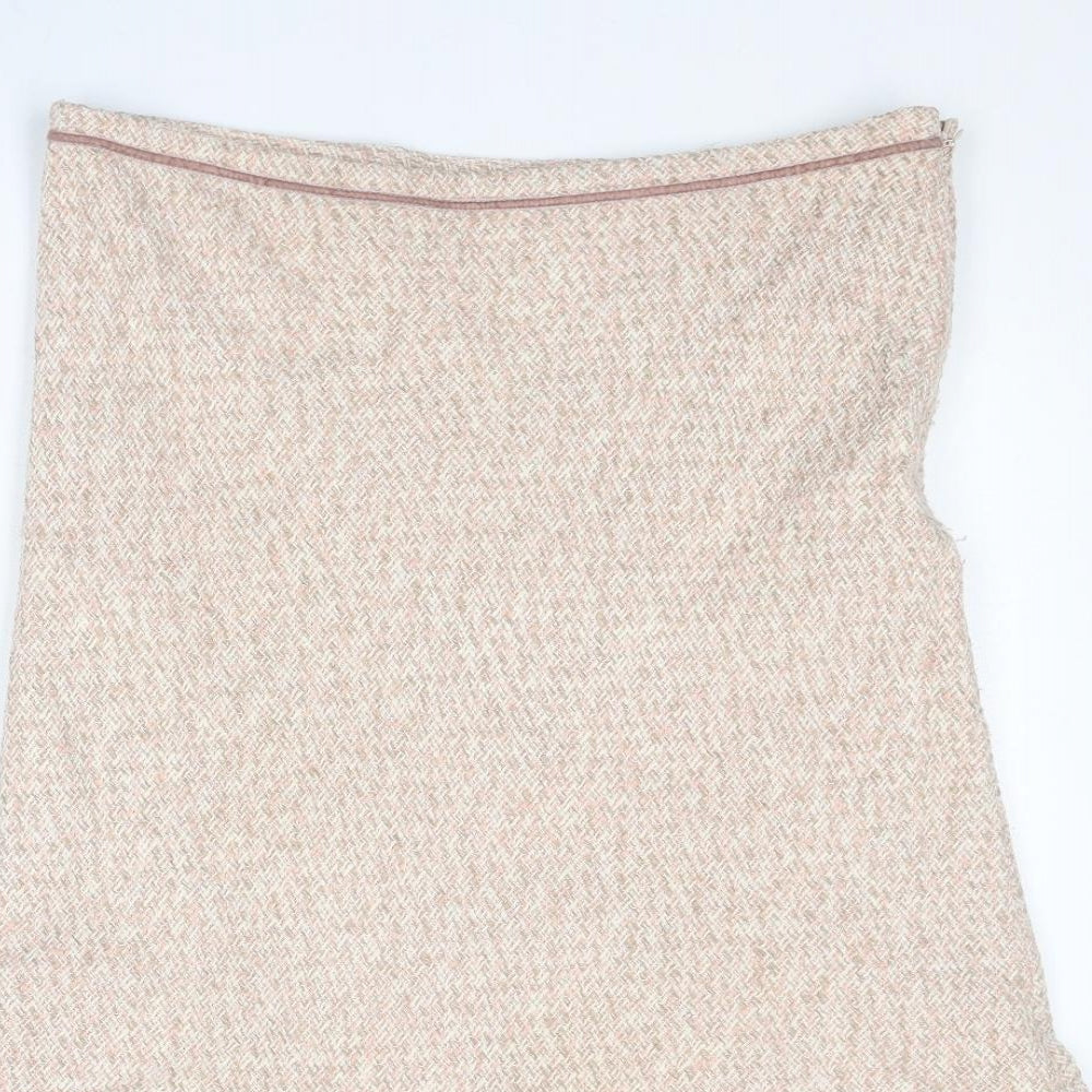 Principles Womens Pink Geometric Acrylic Swing Skirt Size 16 Zip