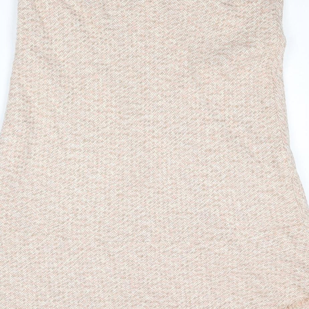 Principles Womens Pink Geometric Acrylic Swing Skirt Size 16 Zip
