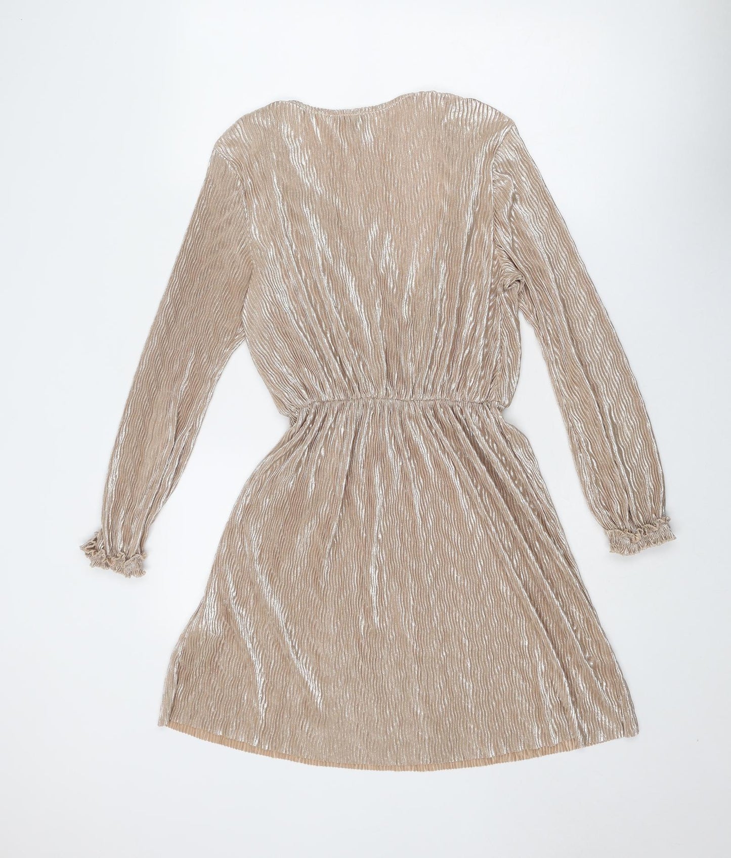 River Island Womens Beige Polyester A-Line Size 12 V-Neck Pullover - Metallic