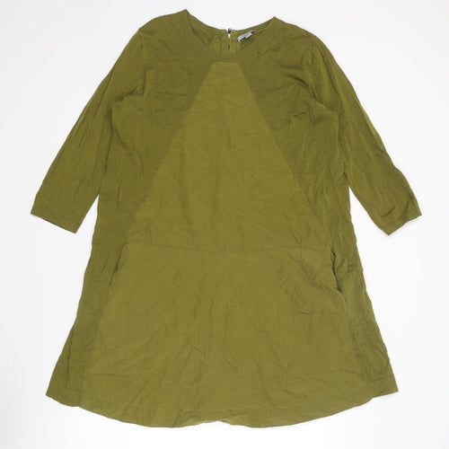COS Womens Green Cotton Trapeze & Swing Size L Boat Neck Zip