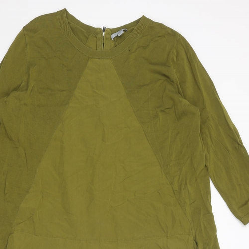 COS Womens Green Cotton Trapeze & Swing Size L Boat Neck Zip