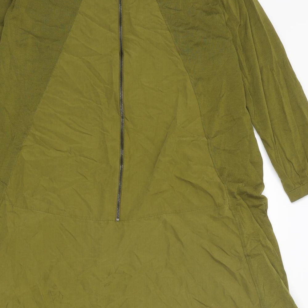 COS Womens Green Cotton Trapeze & Swing Size L Boat Neck Zip