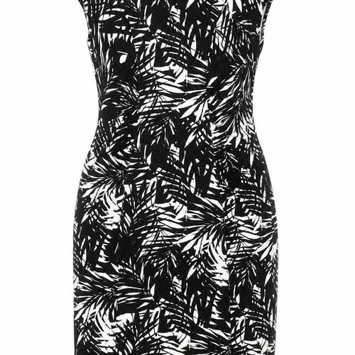 Oasis Womens Black Geometric Viscose Pencil Dress Size M Boat Neck Pullover