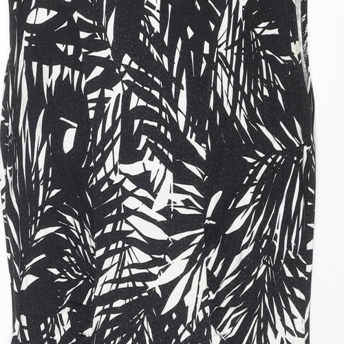 Oasis Womens Black Geometric Viscose Pencil Dress Size M Boat Neck Pullover