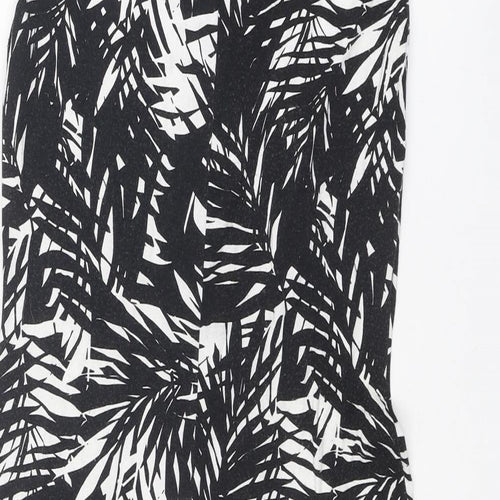 Oasis Womens Black Geometric Viscose Pencil Dress Size M Boat Neck Pullover