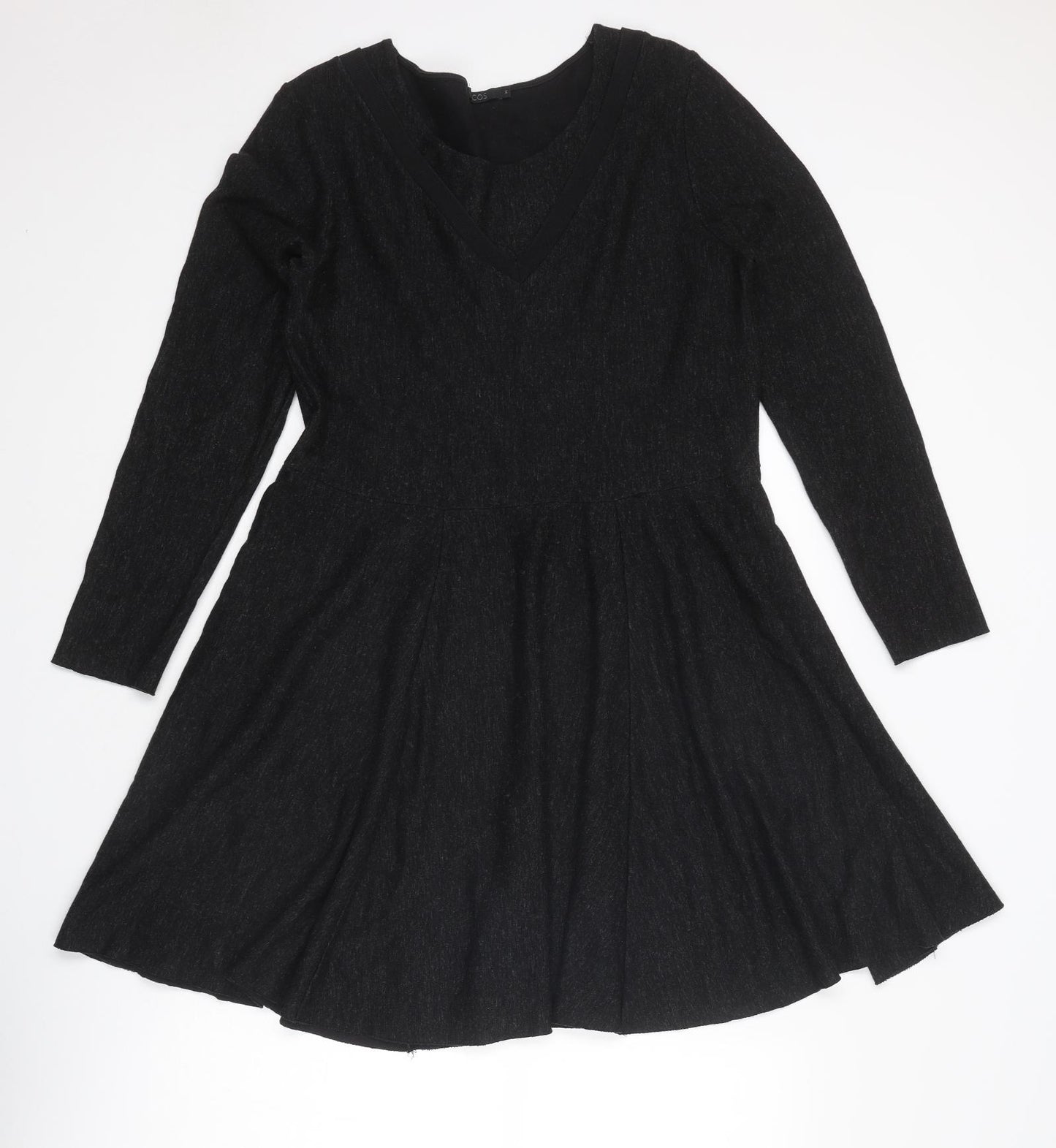 COS Womens Black Cotton Fit & Flare Size M Boat Neck Pullover