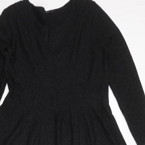 COS Womens Black Cotton Fit & Flare Size M Boat Neck Pullover
