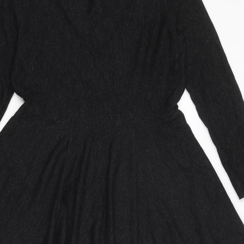 COS Womens Black Cotton Fit & Flare Size M Boat Neck Pullover