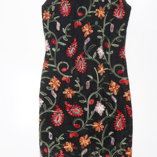 Per Una Womens Multicoloured Paisley Polyamide Pencil Dress Size 8 Boat Neck Zip