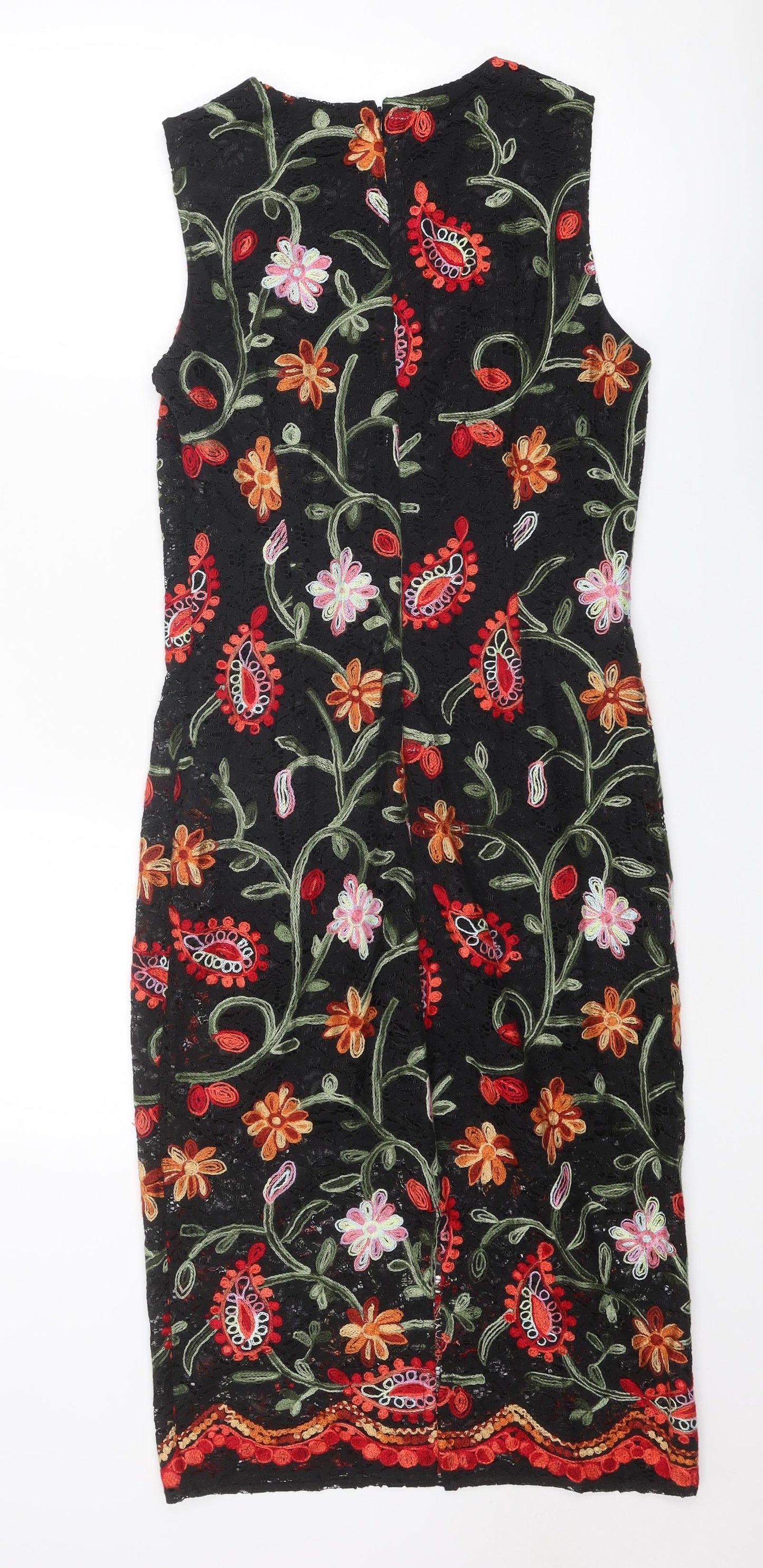Per Una Womens Multicoloured Paisley Polyamide Pencil Dress Size 8 Boat Neck Zip