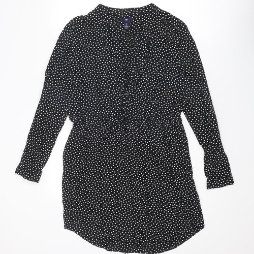 Gap Womens Black Geometric Viscose Mini Size S V-Neck Button