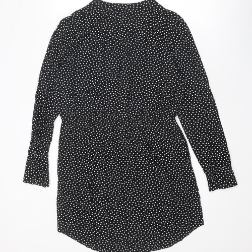 Gap Womens Black Geometric Viscose Mini Size S V-Neck Button