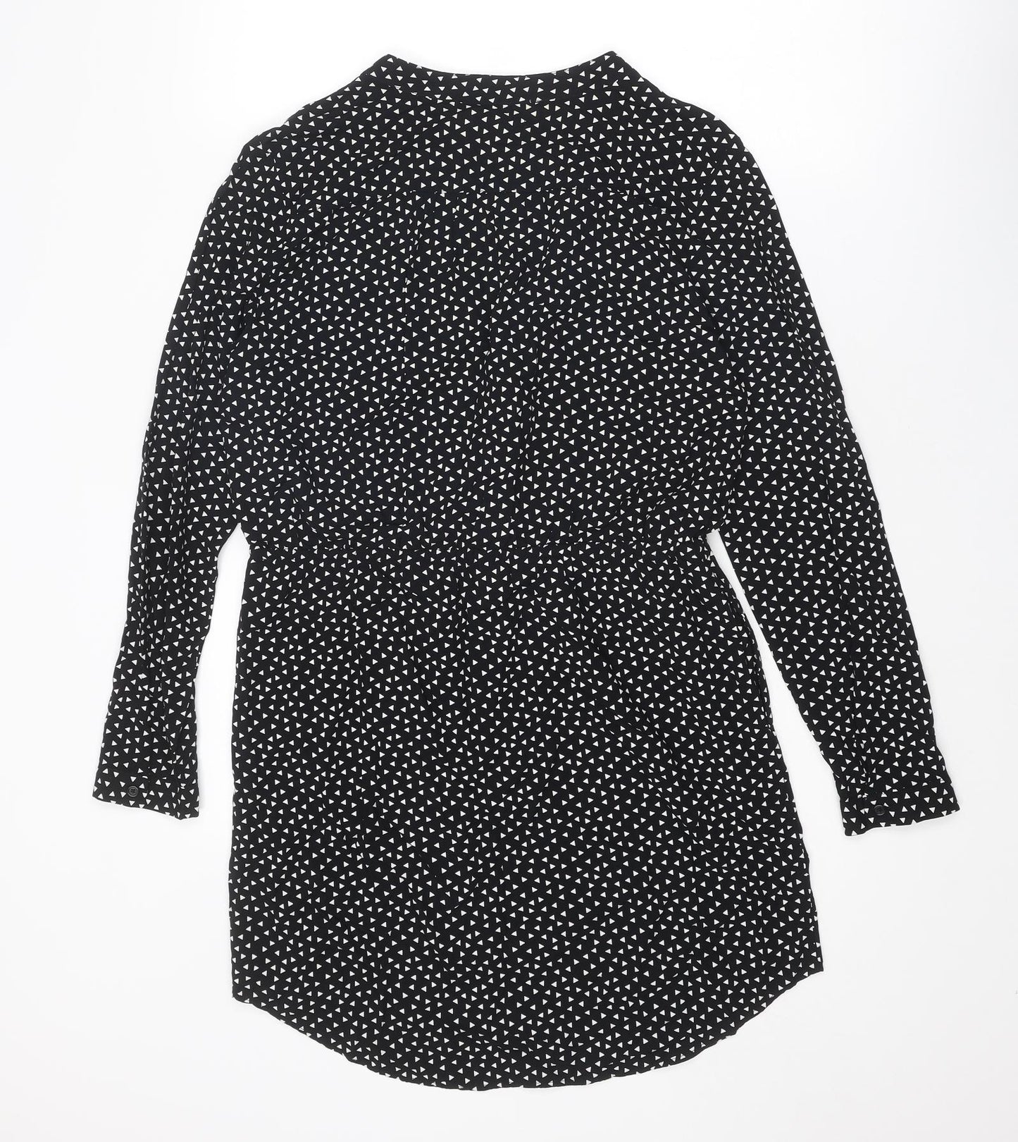 Gap Womens Black Geometric Viscose Mini Size S V-Neck Button