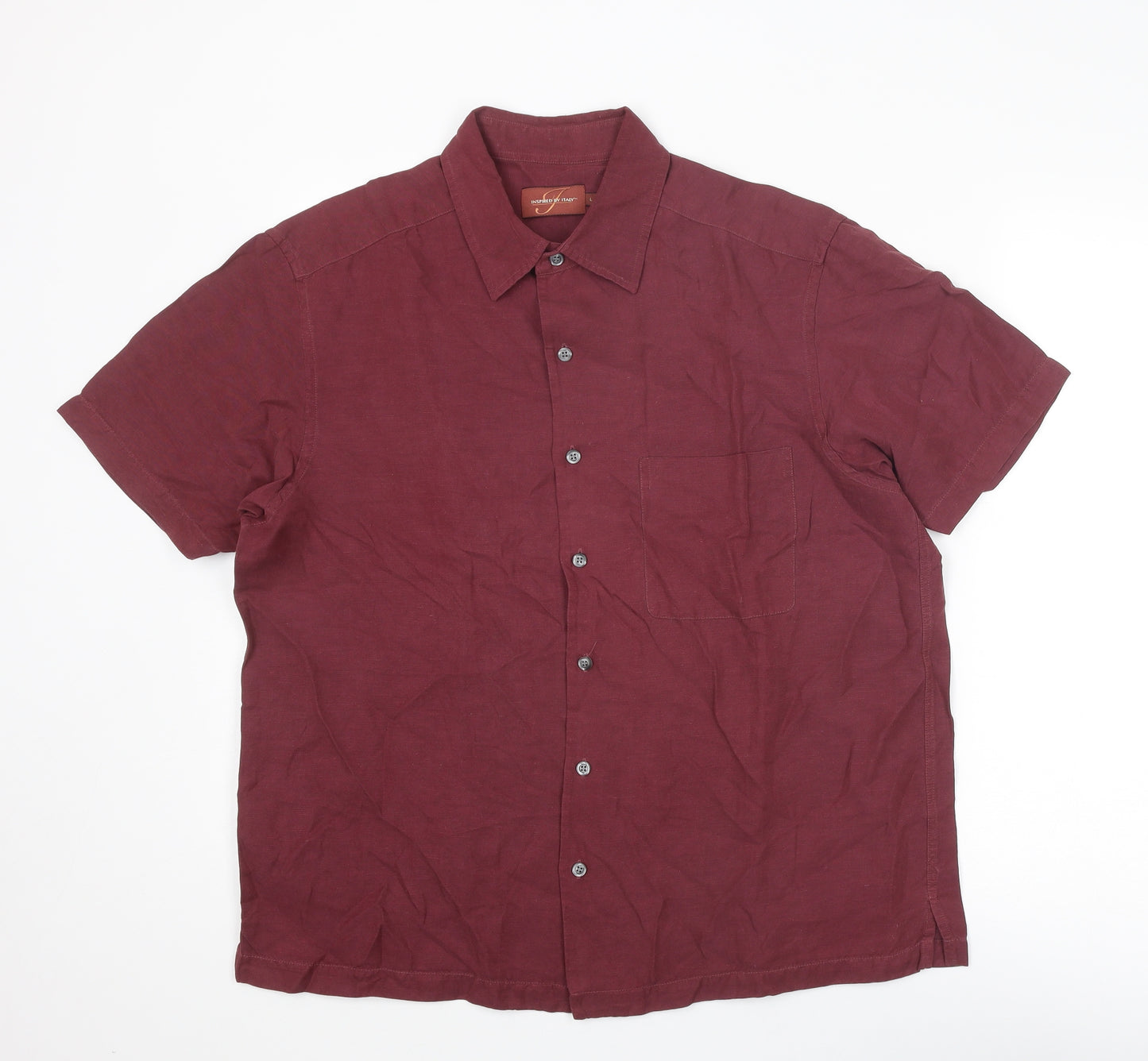 Inspired by Italy Mens Purple Polyester Button-Up Size L Collared Button