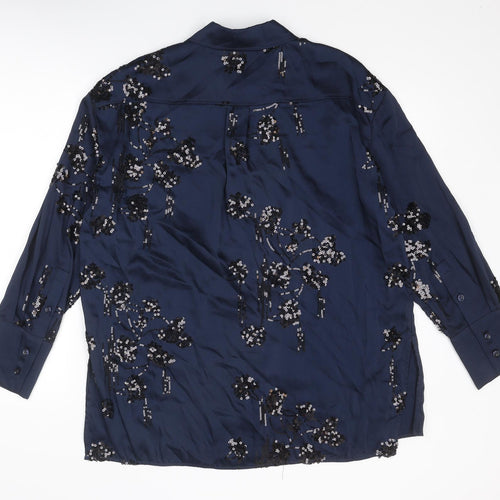 Marks and Spencer Womens Blue Polyester Basic Button-Up Size 14 Collared