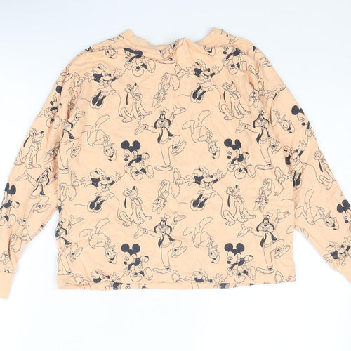 Disney Girls Beige Geometric Cotton Pullover Sweatshirt Size 10 Years Pullover - Mickey and Friends