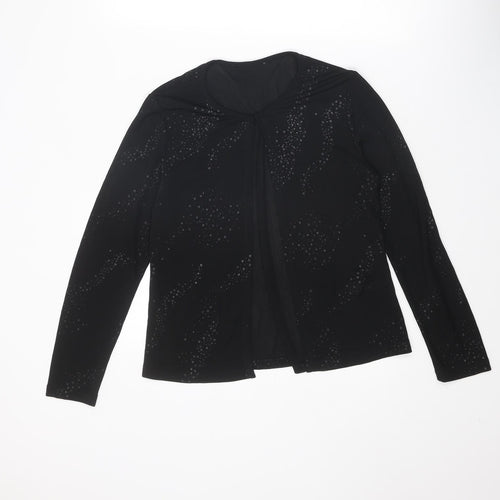 BHS Womens Black Geometric Polyester Basic Blouse Size 12 Round Neck