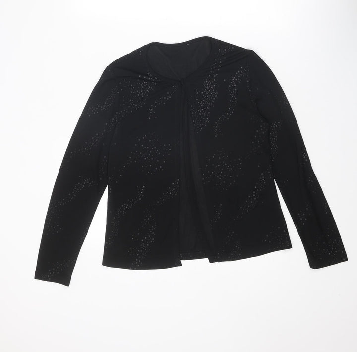 BHS Womens Black Geometric Polyester Basic Blouse Size 12 Round Neck