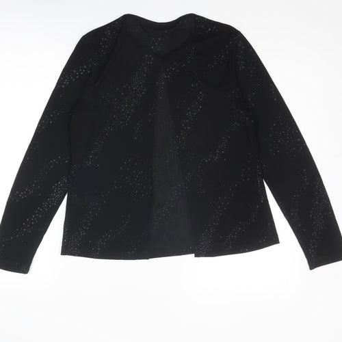 BHS Womens Black Geometric Polyester Basic Blouse Size 12 Round Neck