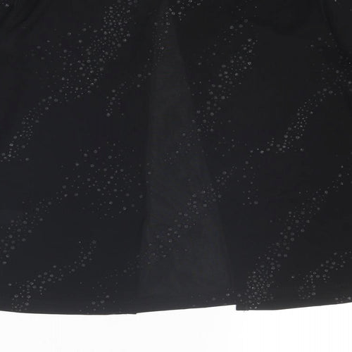 BHS Womens Black Geometric Polyester Basic Blouse Size 12 Round Neck