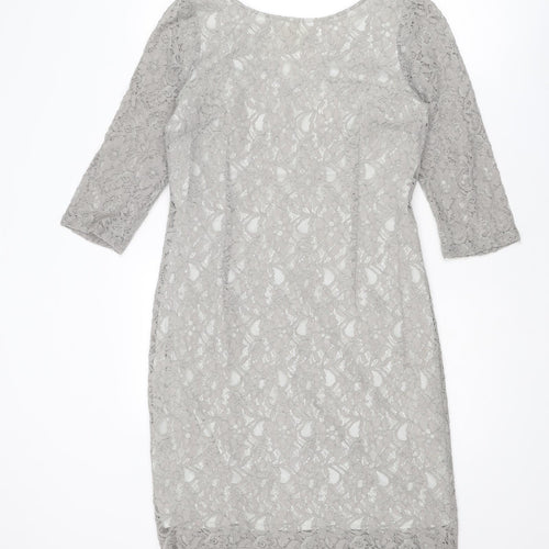 InWear Womens Grey Polyamide Sheath Size 12 Boat Neck Zip