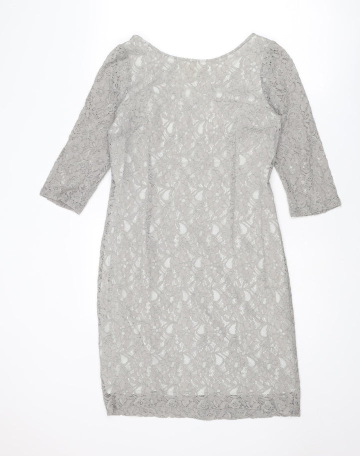 InWear Womens Grey Polyamide Sheath Size 12 Boat Neck Zip