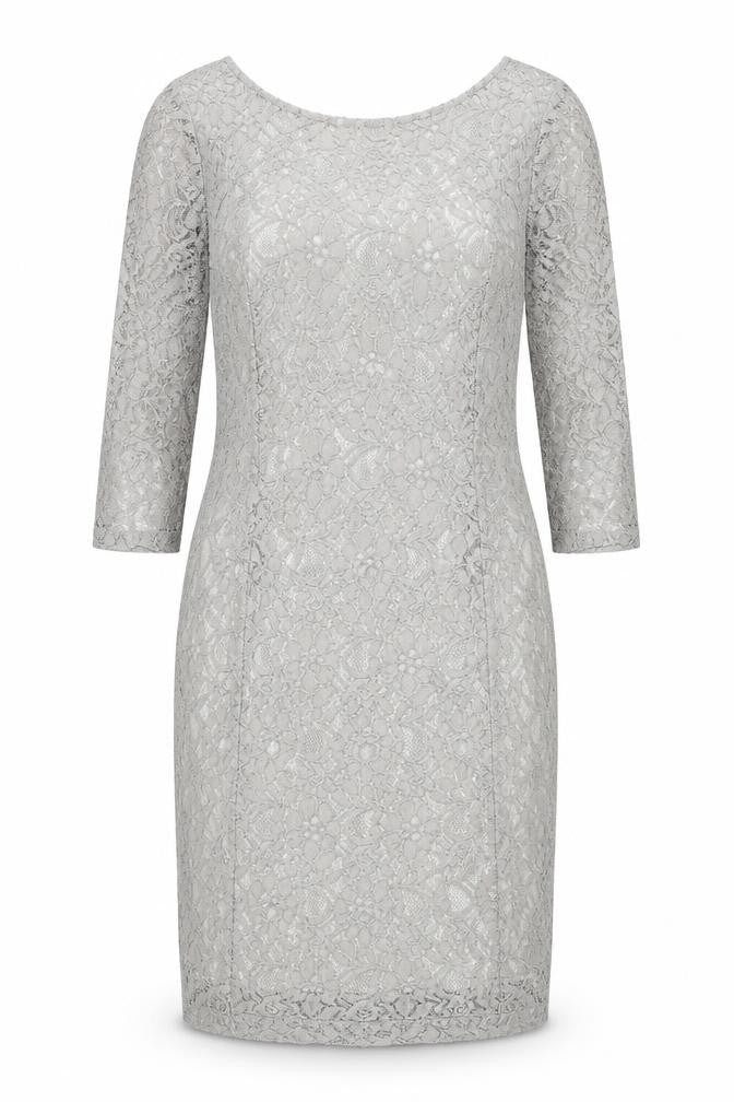 Front view of InWear women’s grey polyamide sheath, size UK 12, boat neck zip