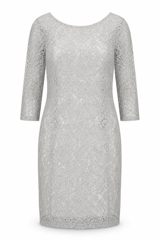 Front view of InWear women’s grey polyamide sheath, size UK 12, boat neck zip