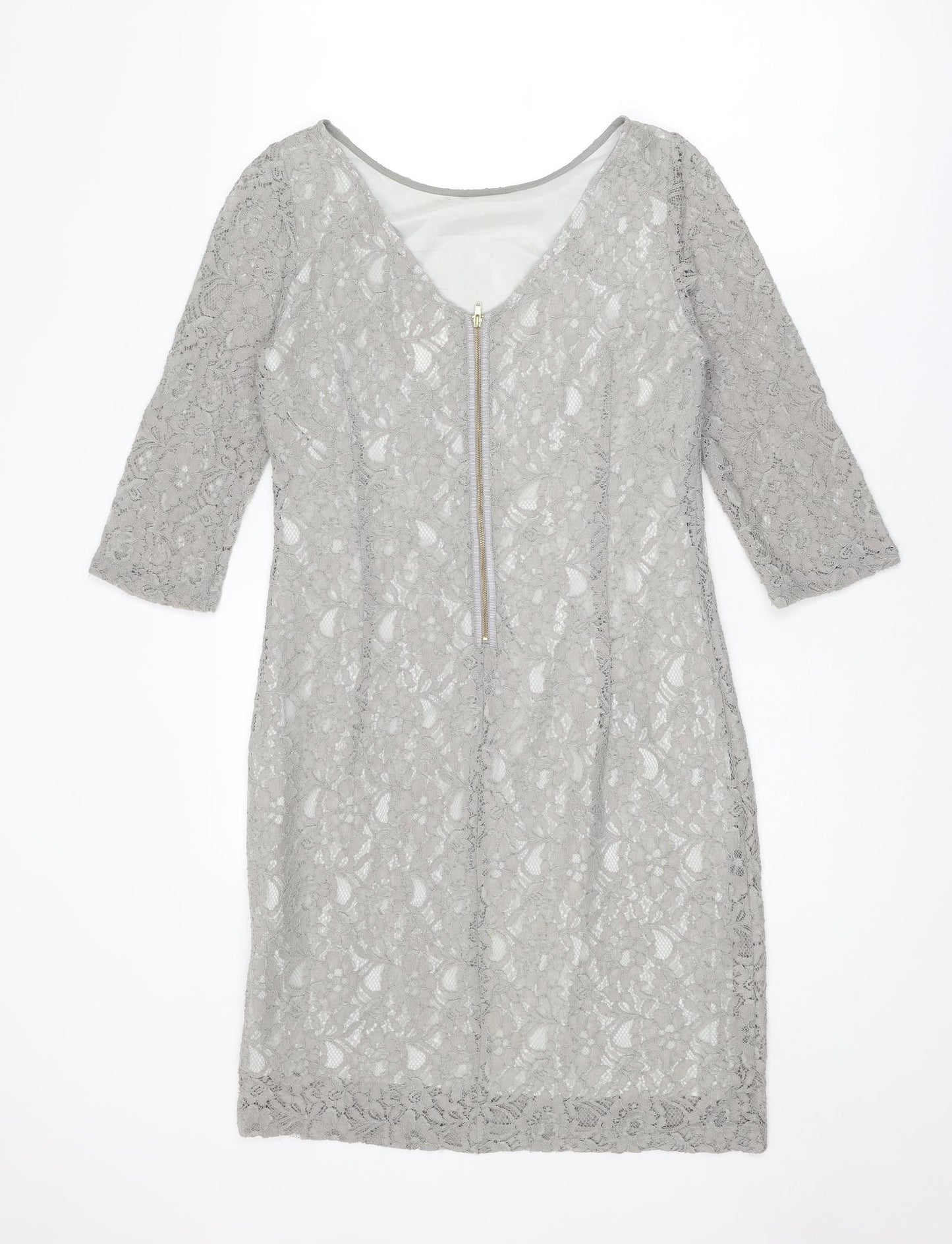 InWear Womens Grey Polyamide Sheath Size 12 Boat Neck Zip