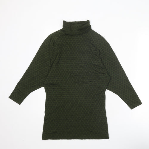 SiSi Womens Green Polka Dot Polyester Basic Blouse Size S Roll Neck - Size S-M