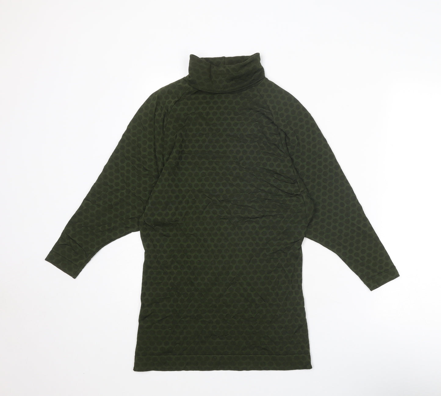 SiSi Womens Green Polka Dot Polyester Basic Blouse Size S Roll Neck - Size S-M