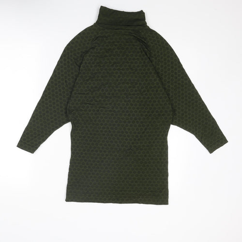 SiSi Womens Green Polka Dot Polyester Basic Blouse Size S Roll Neck - Size S-M