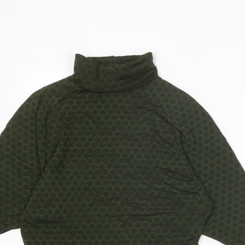 SiSi Womens Green Polka Dot Polyester Basic Blouse Size S Roll Neck - Size S-M