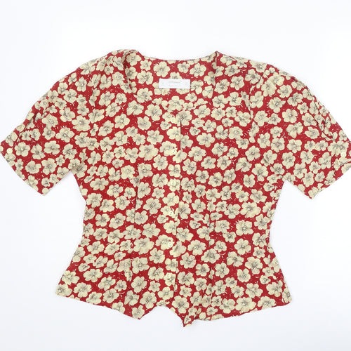 St Michael Womens Multicoloured Floral Polyester Basic Button-Up Size 14 Square Neck
