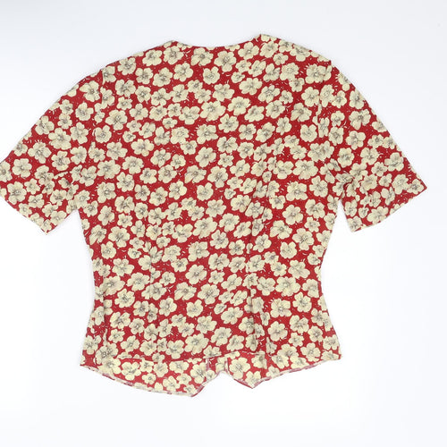 St Michael Womens Multicoloured Floral Polyester Basic Button-Up Size 14 Square Neck